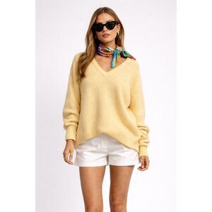 Vintage Christian Dior Buttery Yellow V-neck Sweater Size L